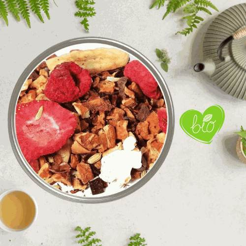 Infusion Fruitée – Infusion Fraise Vanille Framboise BIO EN VRAC - Un voyage sensoriel à chaque gorgée