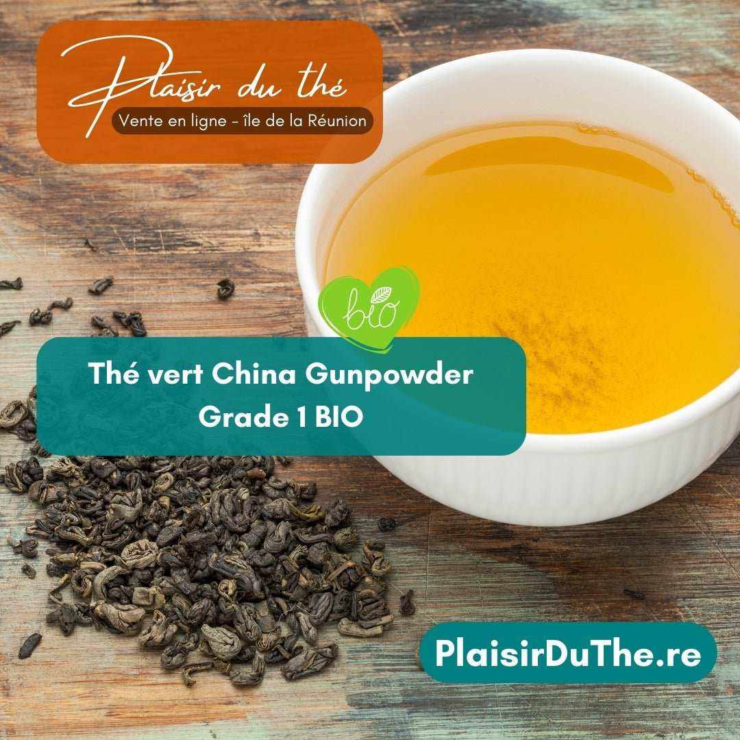 Thé vert China Gunpowder Grade 1 BIO en vrac 100g - Un voyage sensoriel à chaque gorgée