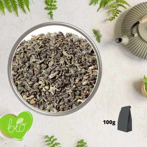Thé vert China Gunpowder Grade 1 BIO en vrac 100g - Un voyage sensoriel à chaque gorgée