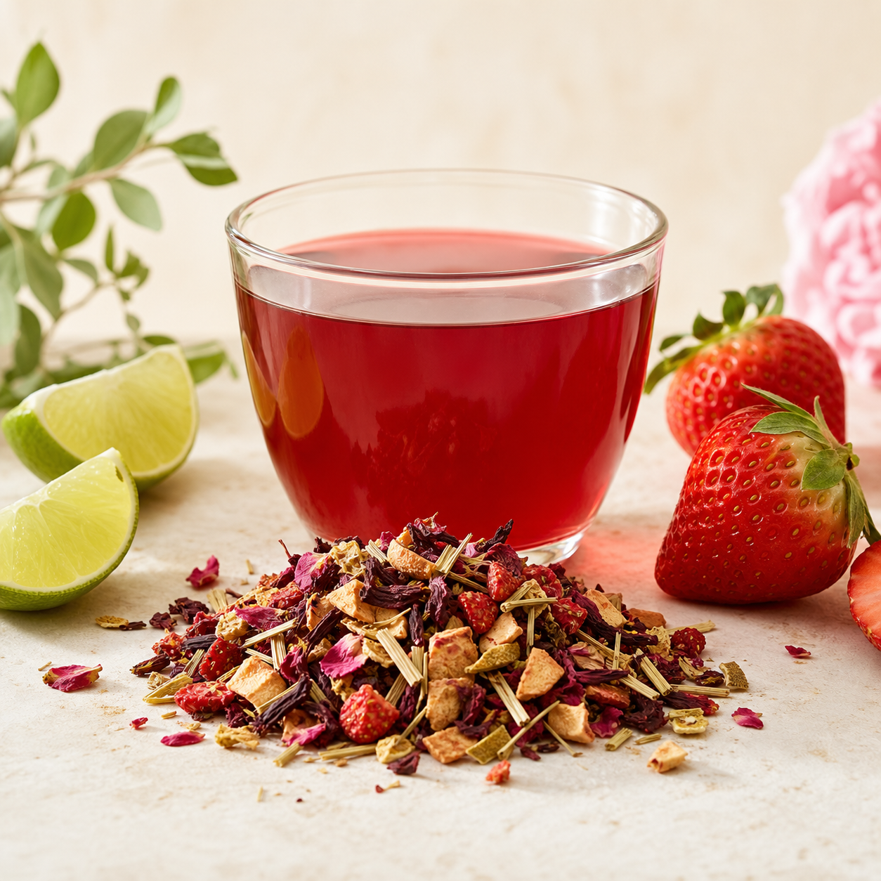 🍓 Éclat Acidulé – Infusion fruitée Citron vert & Fraise BIO EN VRAC